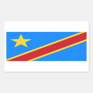 Sticker Rectangulaire Drapeau Congo/Congo Kinshasa. République démocrati