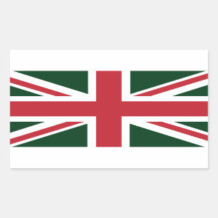 Sticker Rectangulaire Drapeau cool vert foncé rouge Union Jack britanniq
