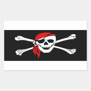 Sticker Rectangulaire Drapeau crâne et os croisés