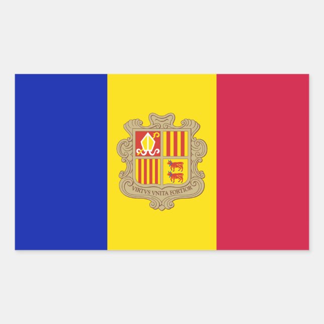 Sticker Rectangulaire Drapeau d'Andorre patriotique (Devant)