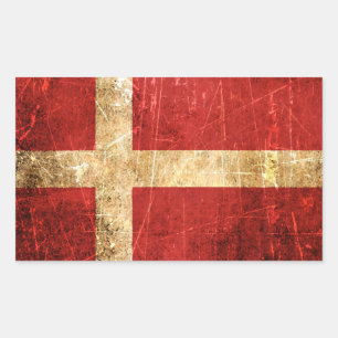 Sticker Rectangulaire Drapeau danois Vintage rayé et usé