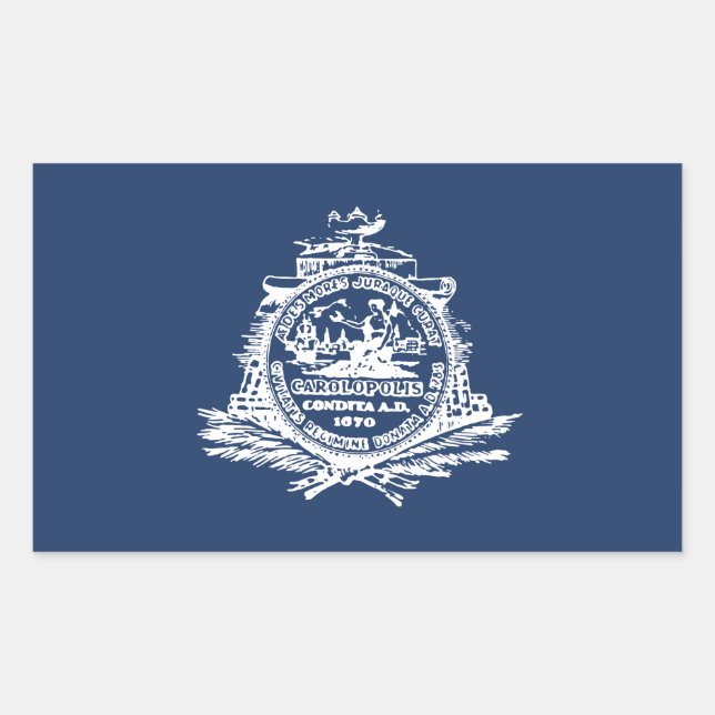 Sticker Rectangulaire Drapeau de Charleston, Caroline du Sud Sti rectang (Devant)