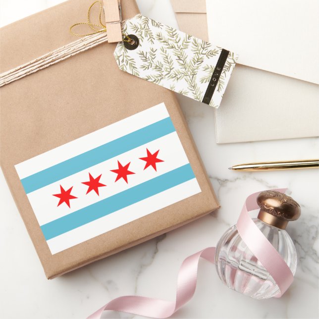 Sticker Rectangulaire Drapeau de Chicago City (Cadeaux)