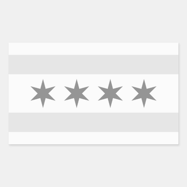 Sticker Rectangulaire Drapeau de Chicago Noir (Devant)