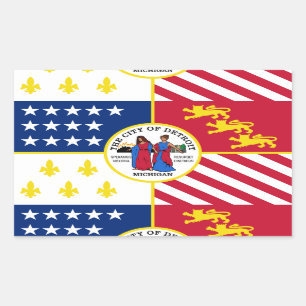 Sticker Rectangulaire Drapeau de Detroit, Michigan