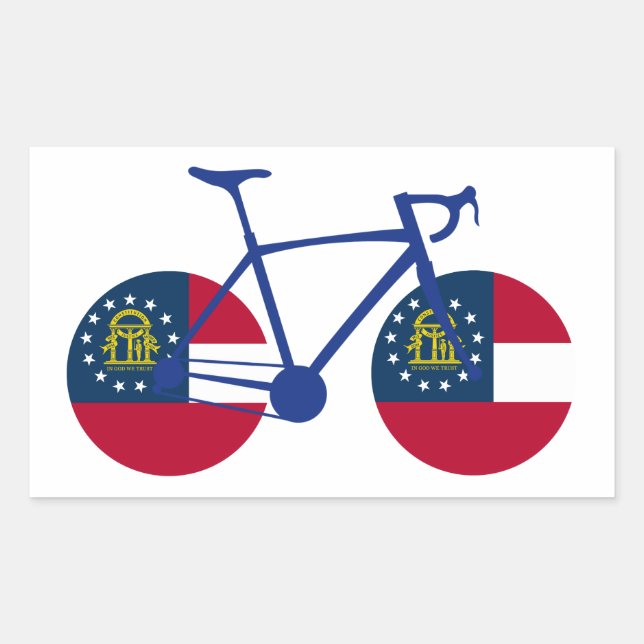 Sticker Rectangulaire Drapeau de Géorgie à vélo (Devant)