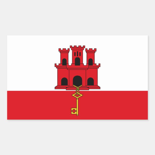 Sticker Rectangulaire Drapeau de Gibraltar (Devant)