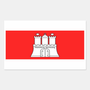 Sticker Rectangulaire Drapeau de Hambourg, Allemagne