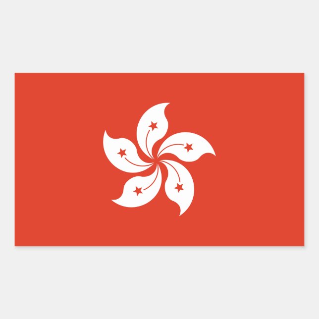 Sticker Rectangulaire Drapeau de Hong Kong (Devant)