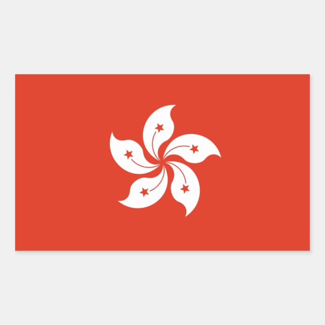 Sticker Rectangulaire Drapeau de Hong Kong. Chine/chinois (Devant)