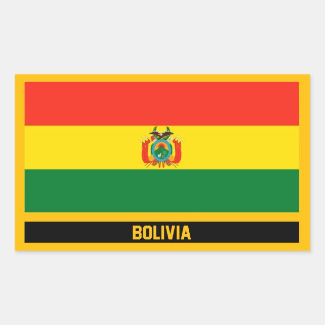 Sticker Rectangulaire Drapeau de la Bolivie (Devant)