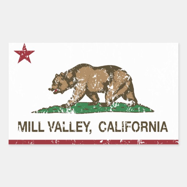 Sticker Rectangulaire Drapeau de la Californie Mill Valley (Devant)