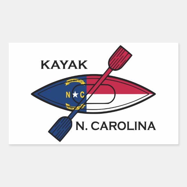 Sticker Rectangulaire Drapeau de la Caroline du Nord Kayak (Devant)