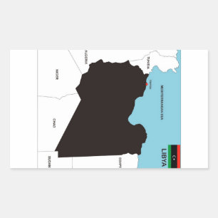 Sticker Rectangulaire drapeau de la carte politique du pays libya