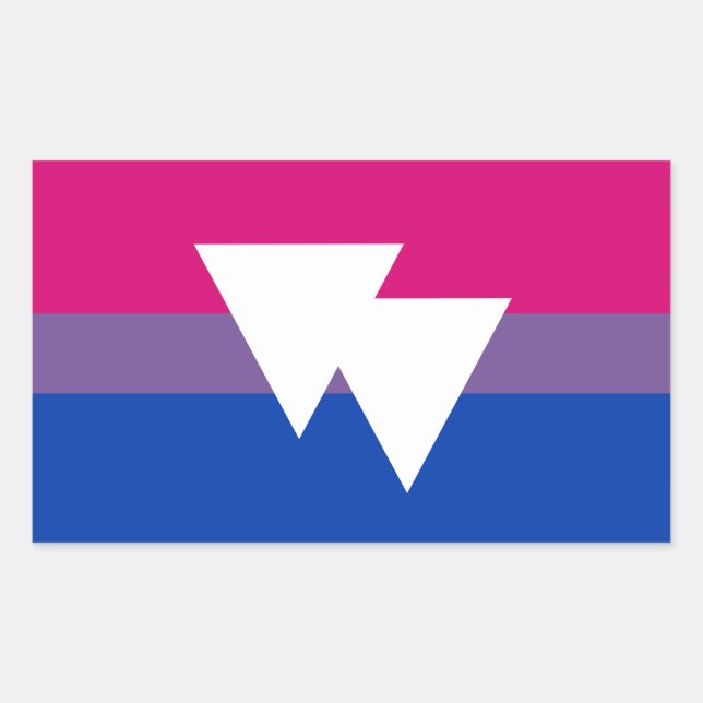 Sticker Rectangulaire Drapeau de la fierté et du symbole bisexuel - (Devant)