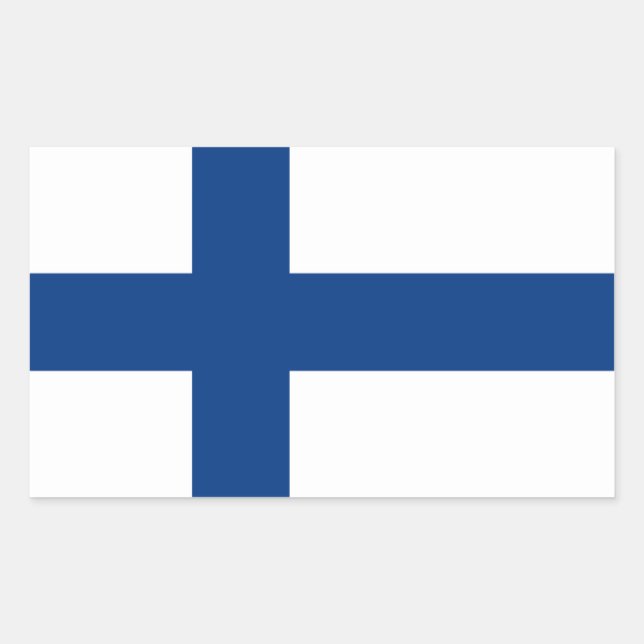 Sticker Rectangulaire Drapeau de la Finlande (Devant)