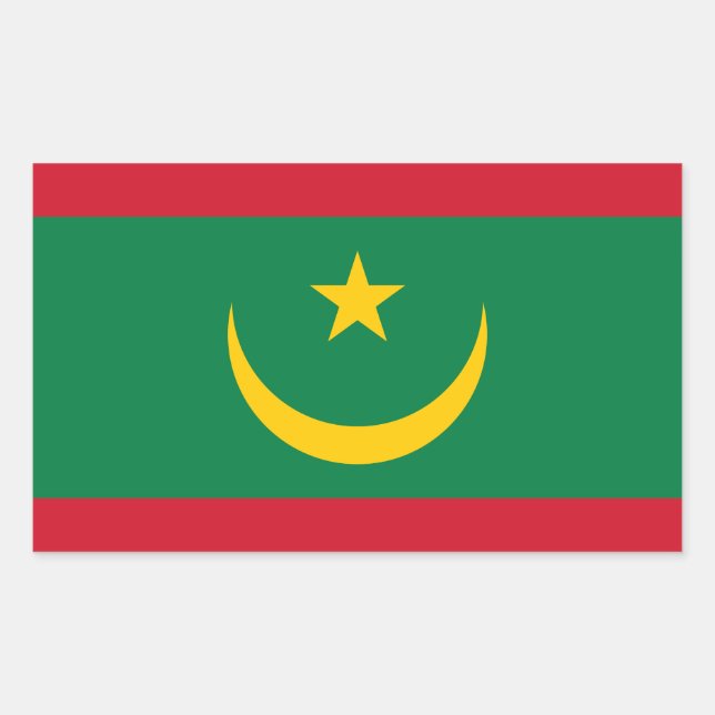 Sticker Rectangulaire Drapeau de la Mauritanie (Devant)