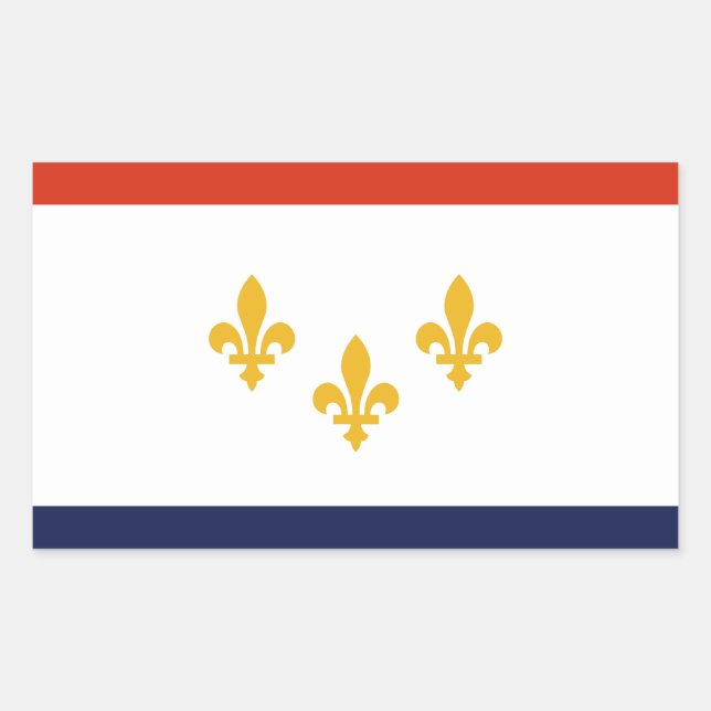 Sticker Rectangulaire Drapeau de la Nouvelle-Orléans, Louisiane (Devant)