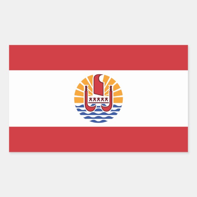 Sticker Rectangulaire Drapeau de la Polynésie française (Devant)
