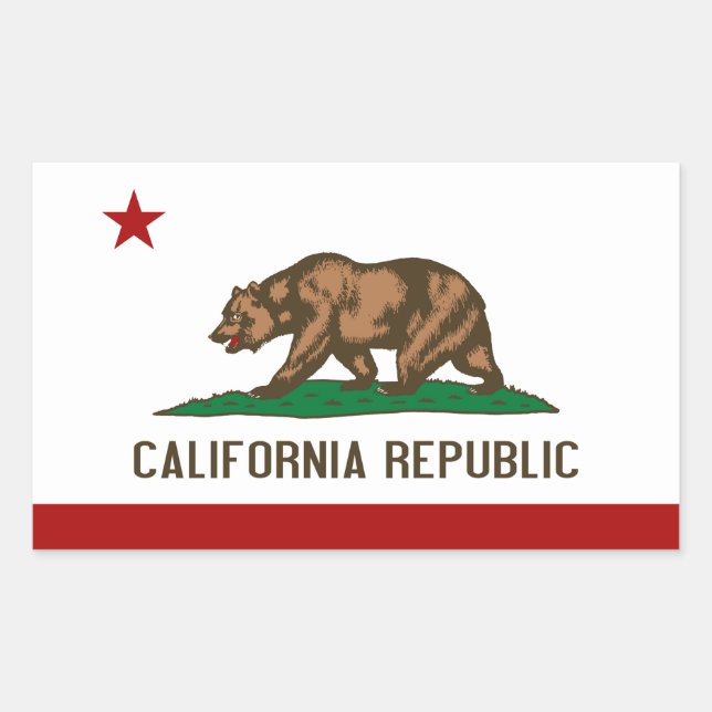 Sticker Rectangulaire Drapeau de la République de Californie (Devant)