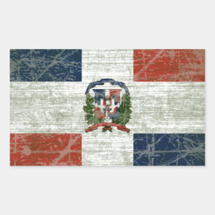 STICKER RECTANGULAIRE DRAPEAU DE LA RÉPUBLIQUE DOMINICAIN