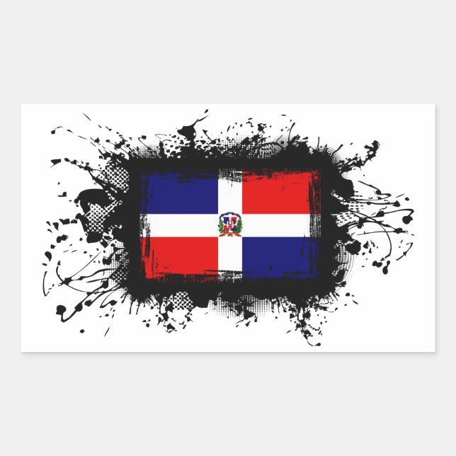 Sticker Rectangulaire Drapeau de la République Dominicaine (Devant)