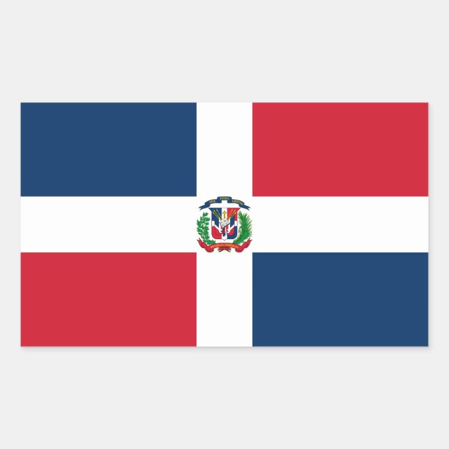 Sticker Rectangulaire Drapeau de la République Dominicaine (Devant)