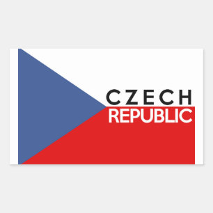 Sticker Rectangulaire drapeau de la république tchèque nom du pays