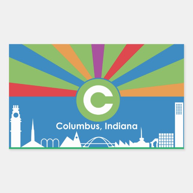 Sticker Rectangulaire Drapeau de la ville de Columbus (Devant)