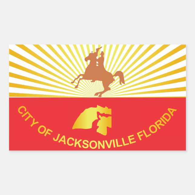 Sticker Rectangulaire Drapeau de la ville de Jacksonville (Devant)