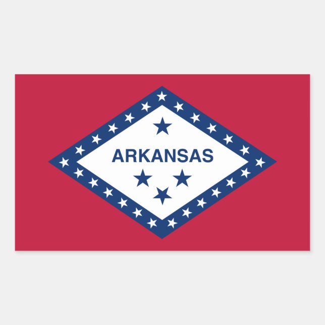 Sticker Rectangulaire Drapeau de l'Arkansan, Drapeau de l'Arkansas (Devant)