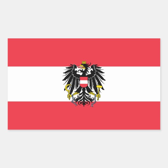 Sticker Rectangulaire Drapeau de l'Autriche / Drapeau autrichien (Devant)