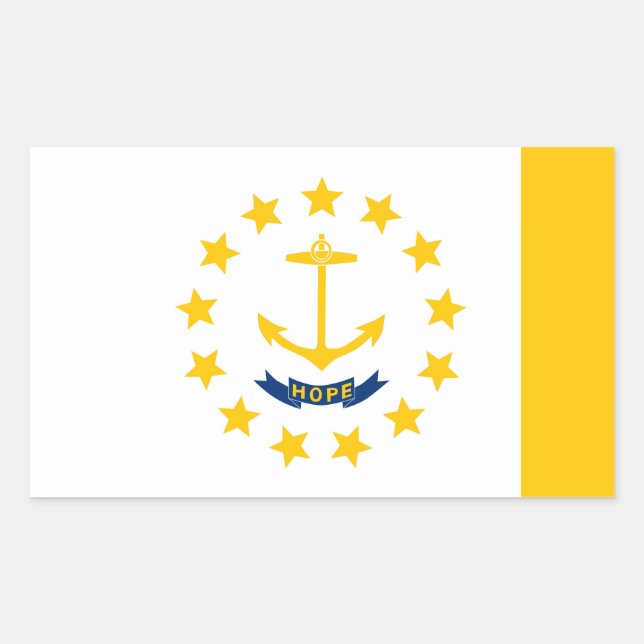 Sticker Rectangulaire Drapeau de l'État de Rhode Island (Devant)