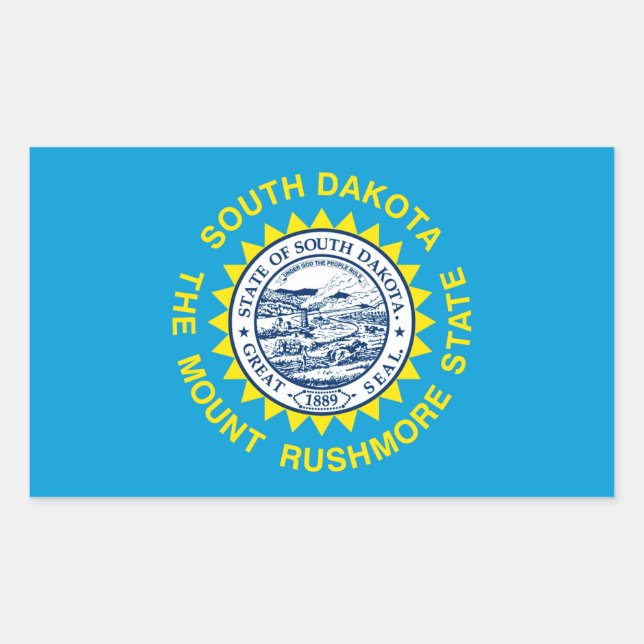 Sticker Rectangulaire Drapeau de l'État du Dakota du Sud (Devant)
