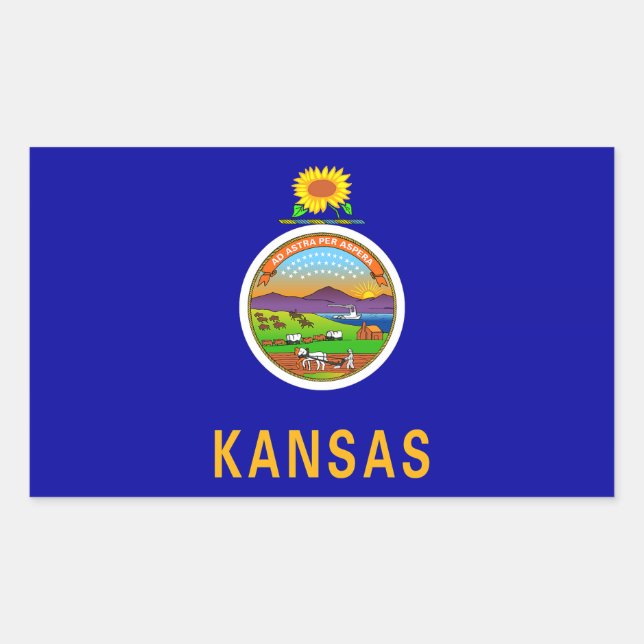 Sticker Rectangulaire Drapeau de l'État du Kansas (Devant)