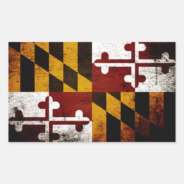 Sticker Rectangulaire Drapeau de l'État du Maryland de Grunge Noir (Devant)