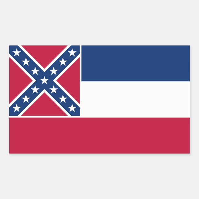 Sticker Rectangulaire Drapeau de l'État du Mississippi, États-Unis (Devant)