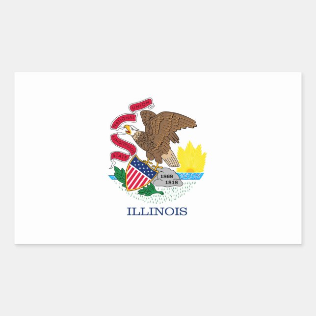 Sticker Rectangulaire Drapeau de l'Illinois (Devant)