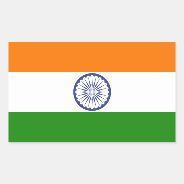 Sticker Rectangulaire Drapeau de l'Inde (Devant)