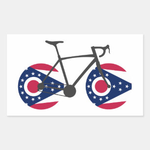 Sticker Rectangulaire Drapeau de l'Ohio à vélo