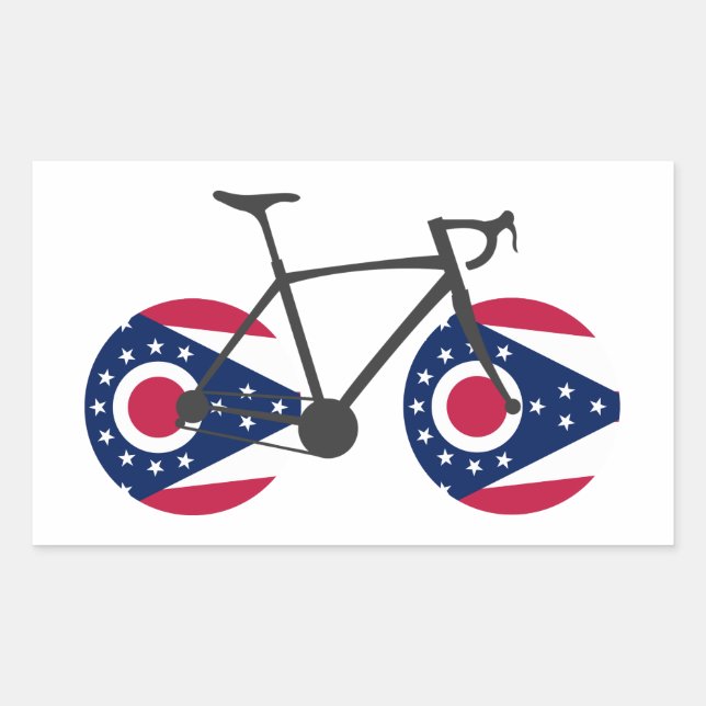 Sticker Rectangulaire Drapeau de l'Ohio à vélo (Devant)