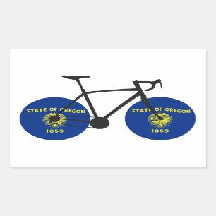 Sticker Rectangulaire Drapeau de l'Oregon à vélo