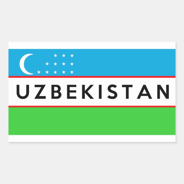Sticker Rectangulaire drapeau de l'ouzbékistan (Devant)