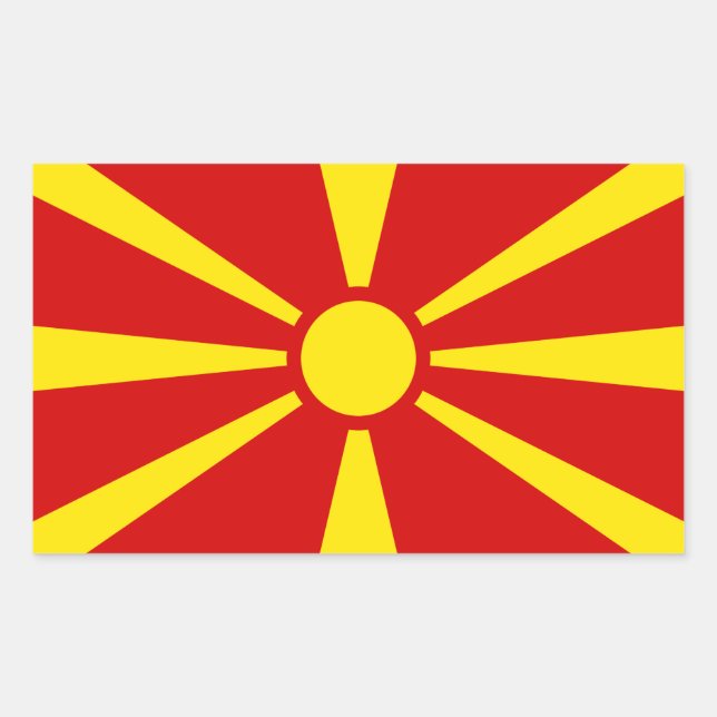 Sticker Rectangulaire Drapeau de Macédoine (Devant)