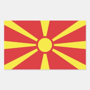 Sticker Rectangulaire Drapeau de Macédoine du Nord