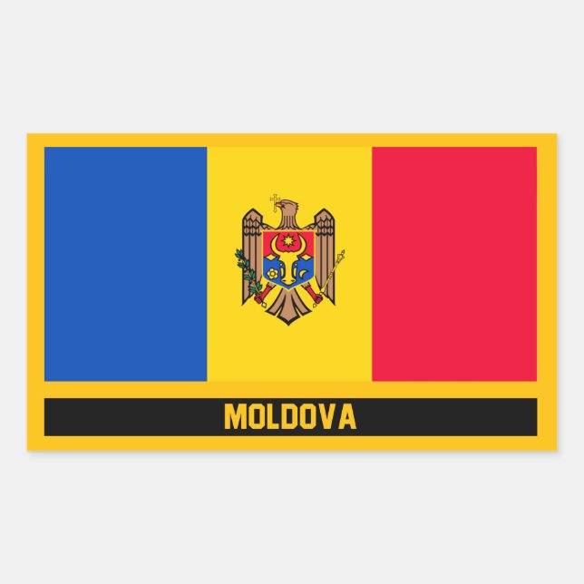 Sticker Rectangulaire Drapeau de Moldova (Devant)