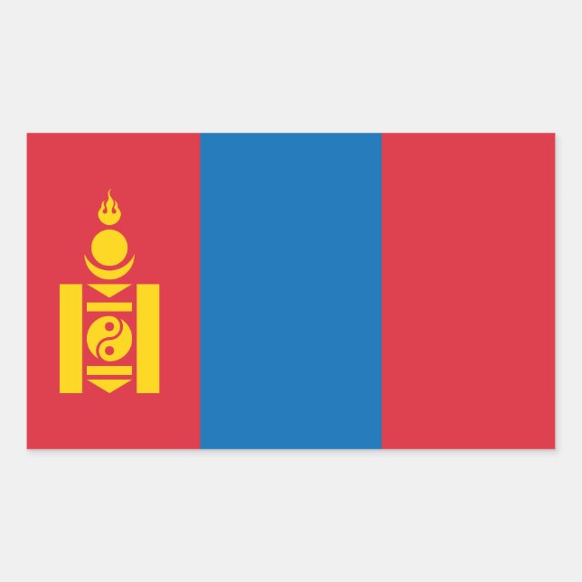 Sticker Rectangulaire Drapeau de Mongolie (Devant)