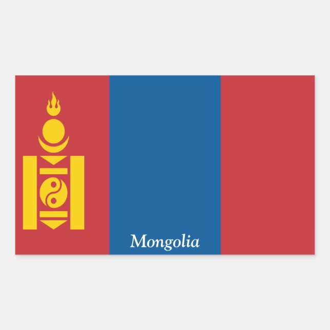 Sticker Rectangulaire Drapeau de Mongolie (Devant)