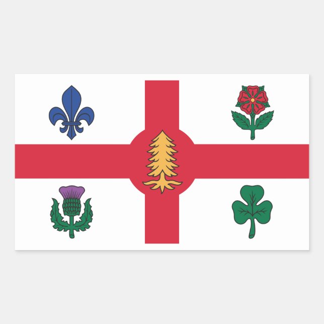 Sticker Rectangulaire Drapeau de Montréal (Québec) (Devant)