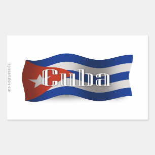 Sticker Rectangulaire Drapeau de ondulation du Cuba